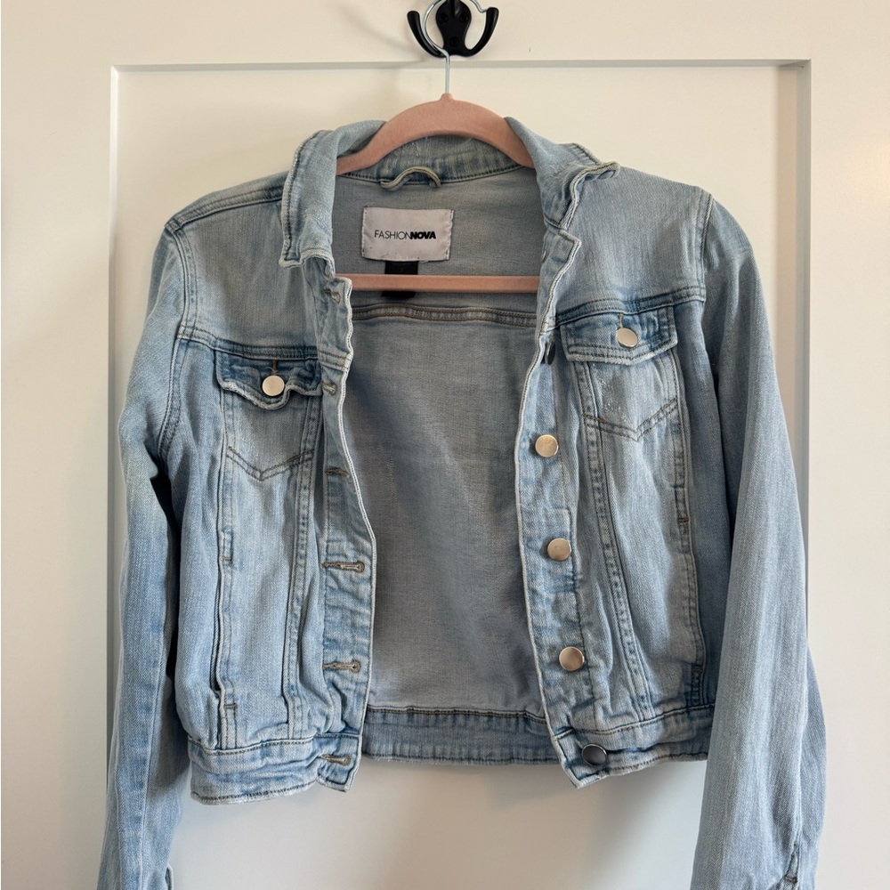Fashion Nova Light Blue Denim Trucker Jacket